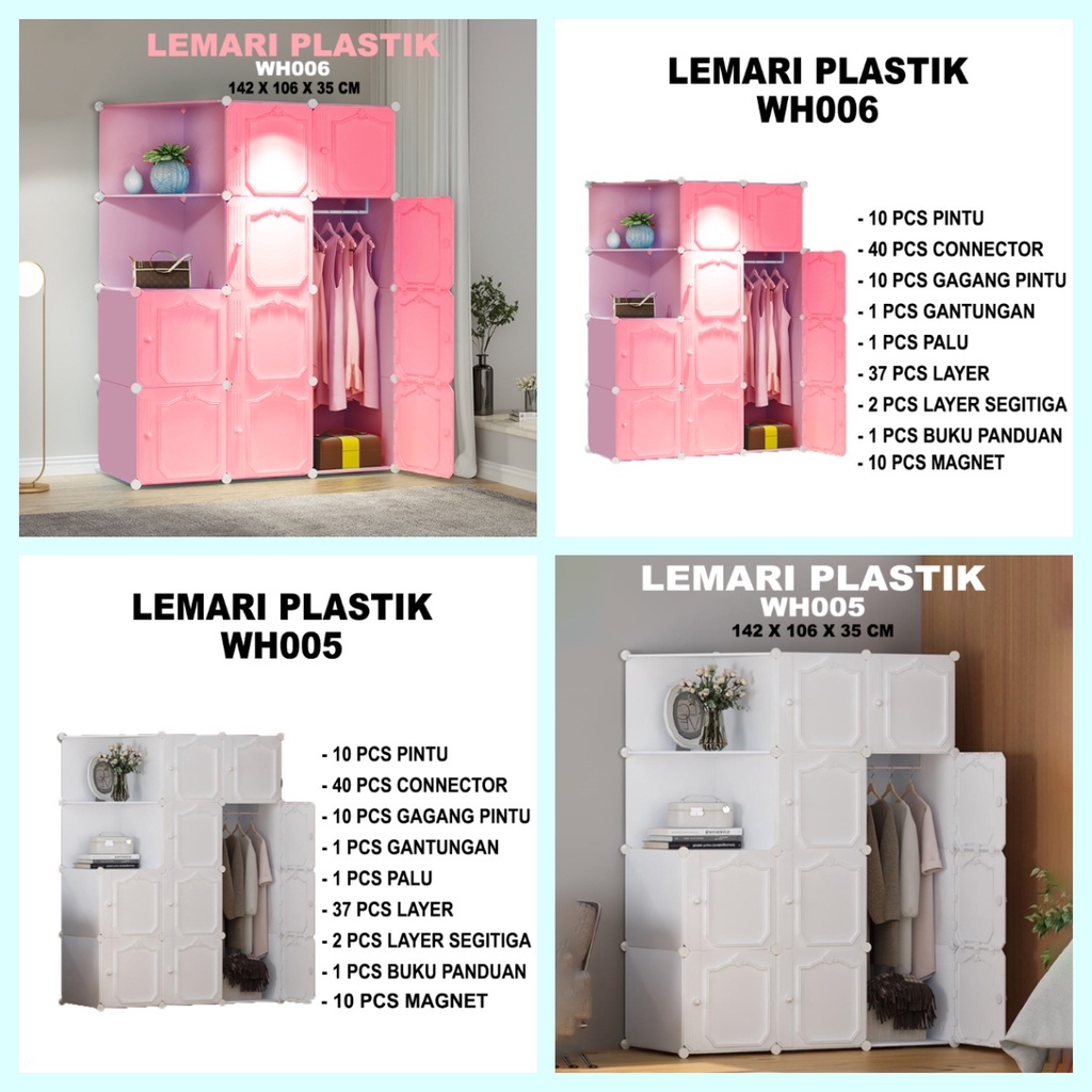 Lemari Plastik 10 Pintu 2 Rak - 1 Gantungan Lemari Plastik Lemari Serbaguna Lemari Portable lemari aesthetik