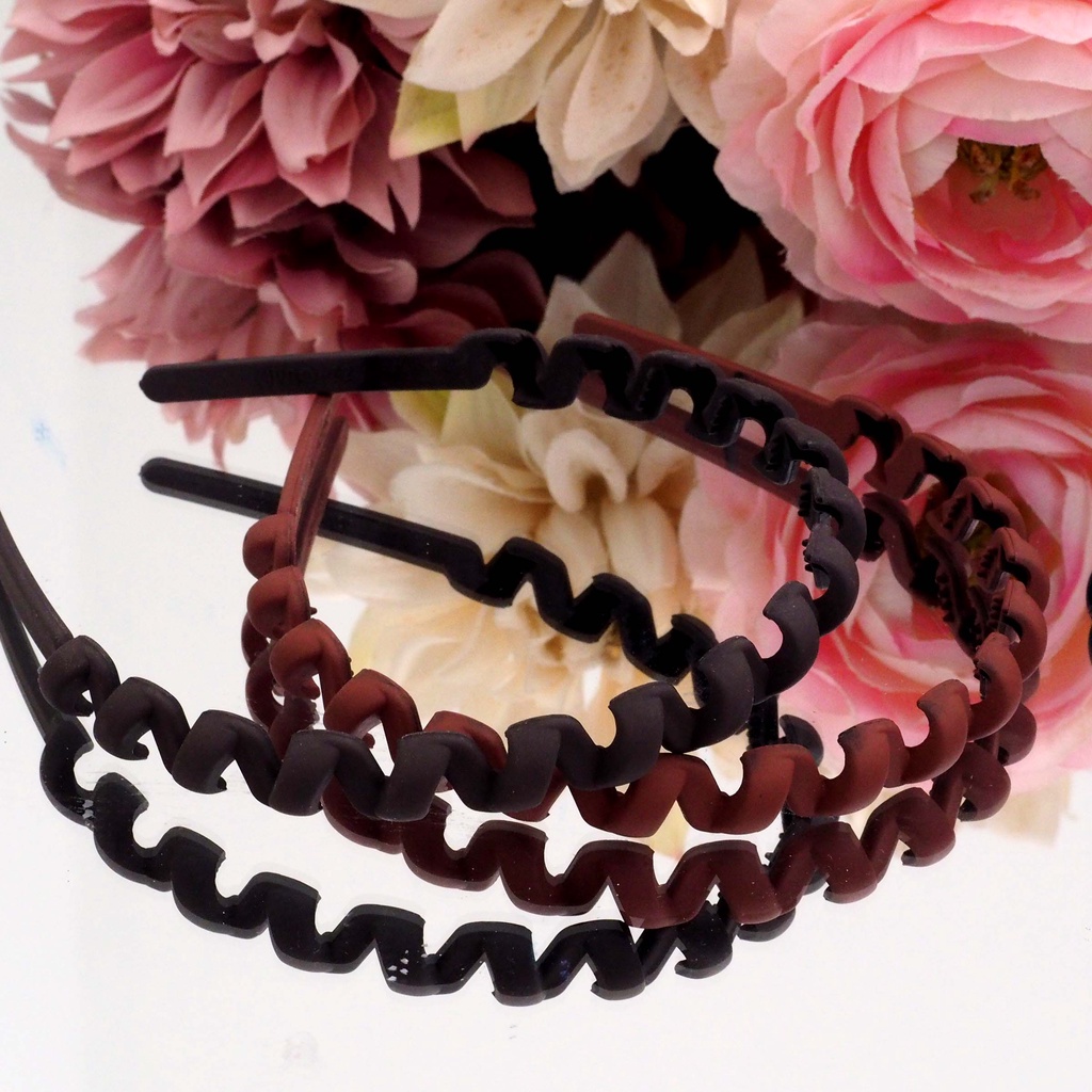 Bando Korea Doff Motif Spiral Warna Gelap Matte Headband Plastik Aksesoris Rambut Murah