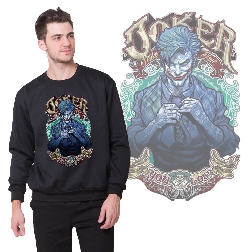 Newofficial Sweater Jumper Printing JOKER Black Collor sweater Crewneck Polos Sablon printing Black Collor  Pria Dan Wanita Sweatshirt Size M L XL Original Premium