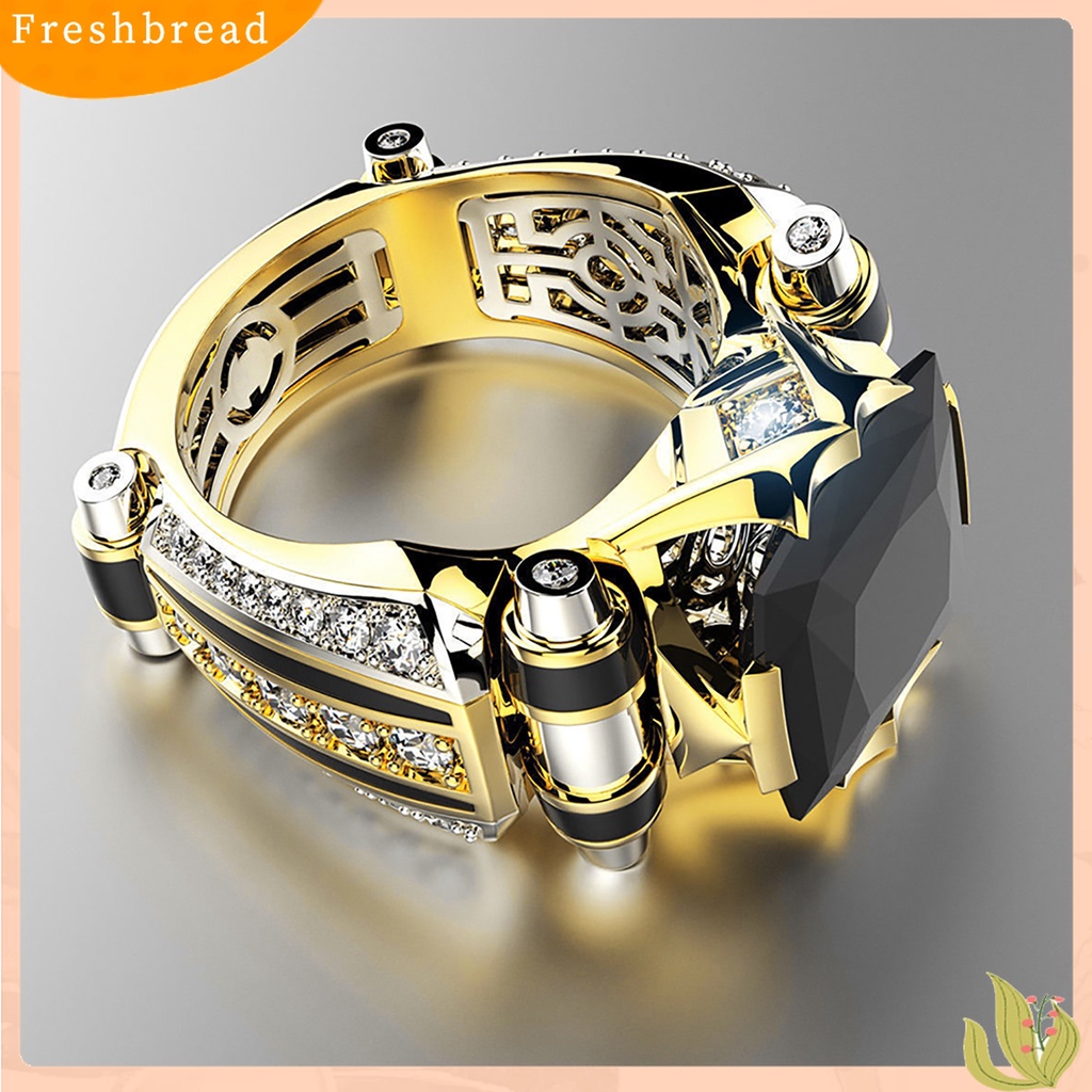 [TERLARIS]Mens Ring Vintage Jewelry Gift Copper Rhinestone Inlaid Carved Finger Ring for Daily Life