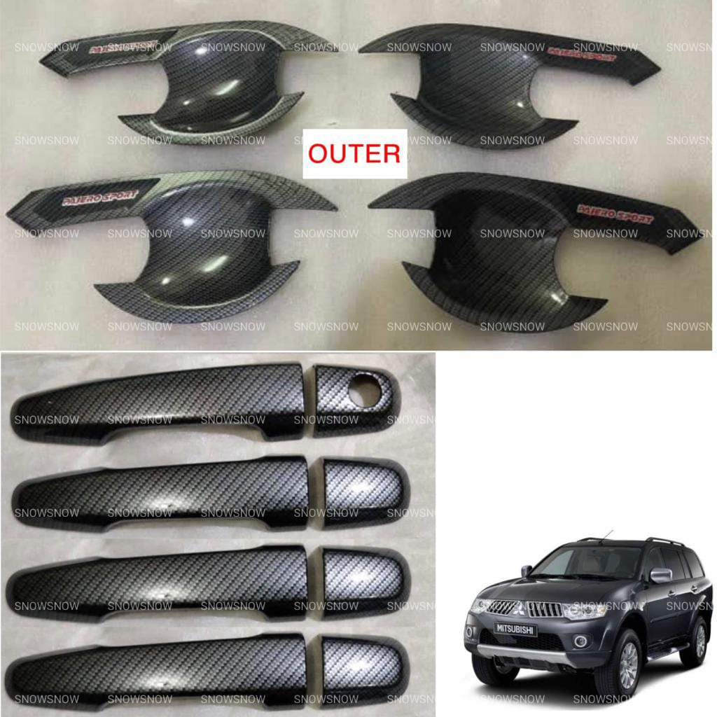 Paket Outer Handle Cover Pajero Lama Old 2010 2012 2015 Carbon