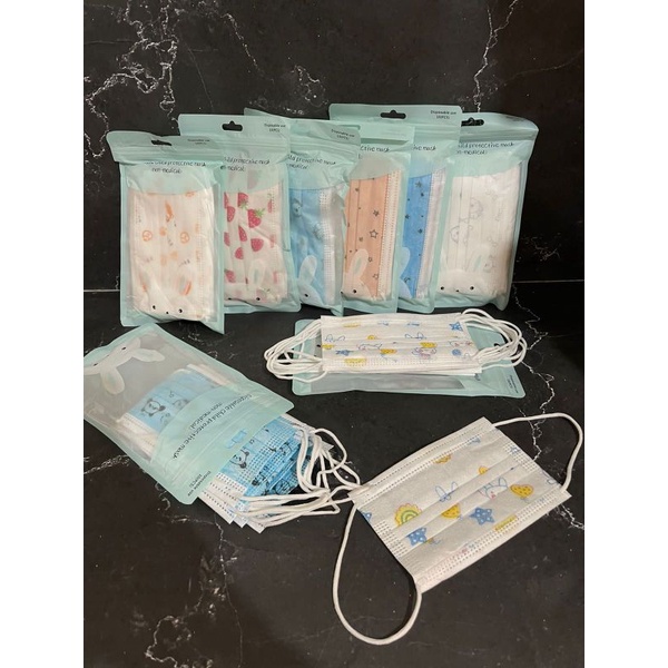 Masker Earloop Anak Karakter 3 Ply 1 Pack Isi 10 Pcs Kemasan Ziplock