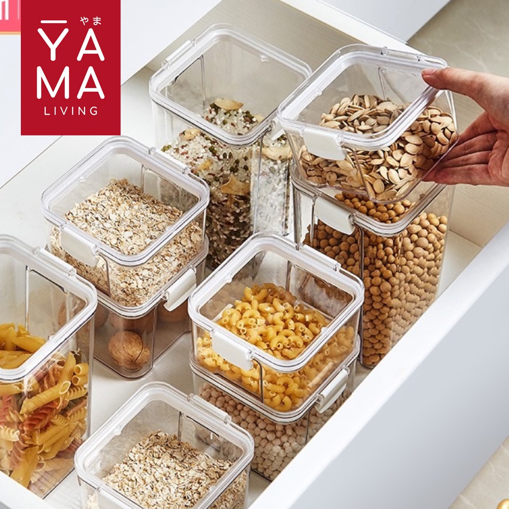 YAMA SUIKA Food Storage Jar Kotak Toples Kedap Udara Penyimpanan Makanan Serbaguna Putih