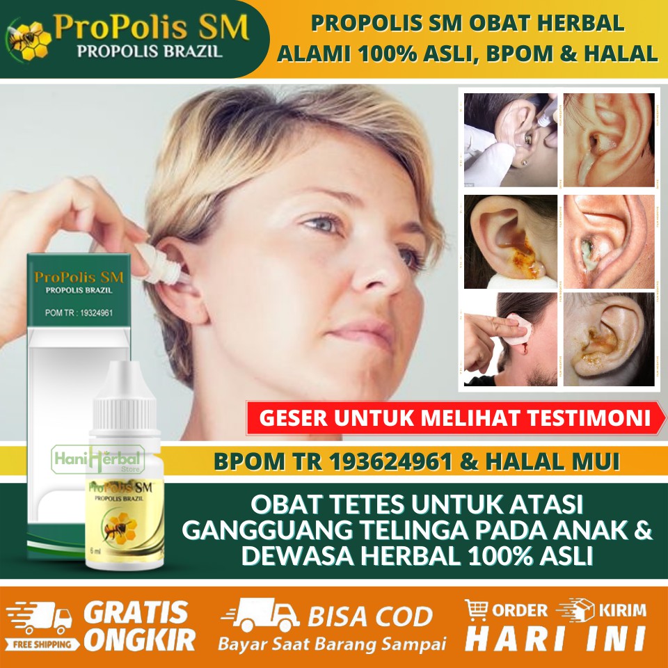 Obat Tetes Propolis Brazil SM Obat Telinga Bau Busuk, Telinga Bau & Bernanah, Telinga Bau dan Gatal