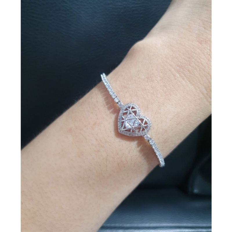 Gelang Silver925 Perak Model Serut Gelang Starling silver Mata Kilau Zircon Anti Karat Anti Alergi Premium Quality G882