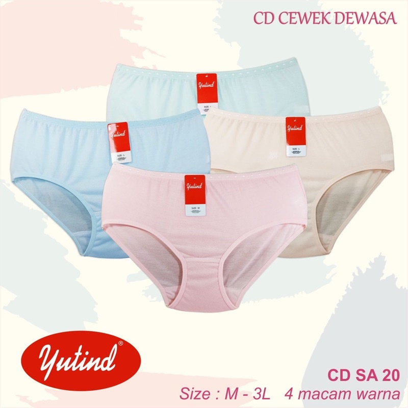 YUTIND | KATUN MISTI CD Yutind Celana Dalam Wanita Dewasa Warna Muda Bahan Katun Lembut ART 20