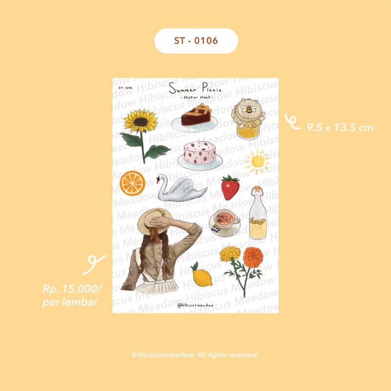 

Hibiscus Meadow Summer Picnic Sticker Sheet - buat journaling