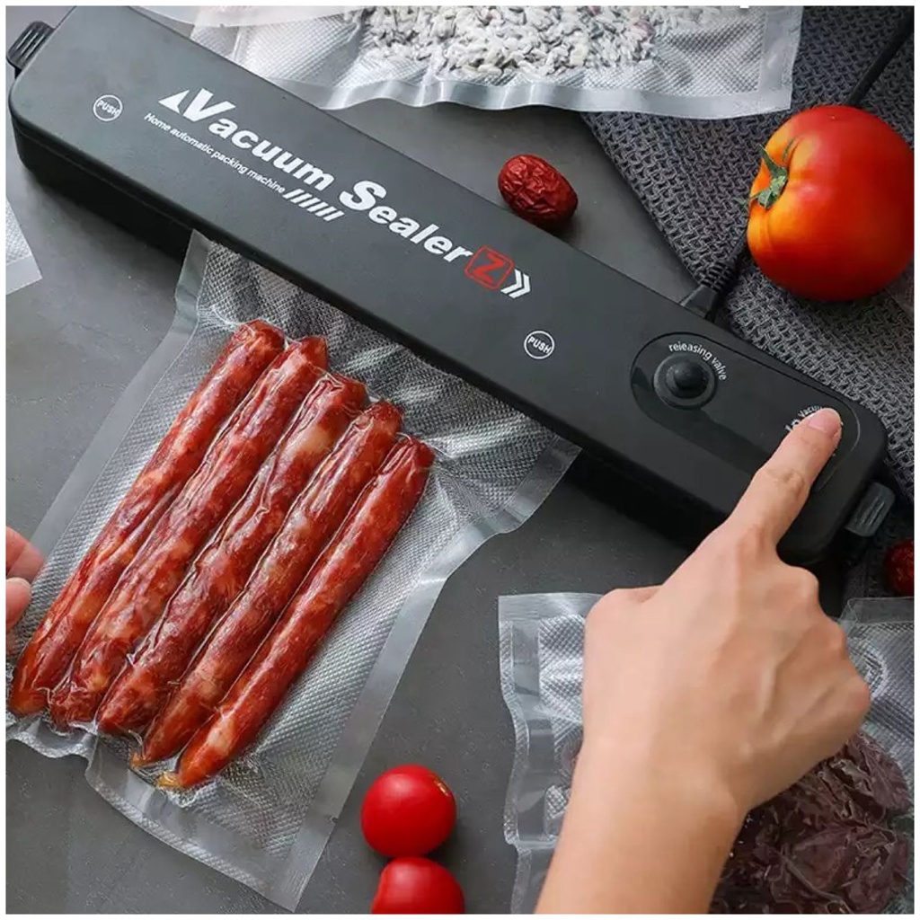 Vacuum Sealer Mesin Press Plastik Pengemas Makanan Fresh Food Rumah Tangga Segel Film Vakum Sealer Serbaguna Bonus 10 Buah Plastik