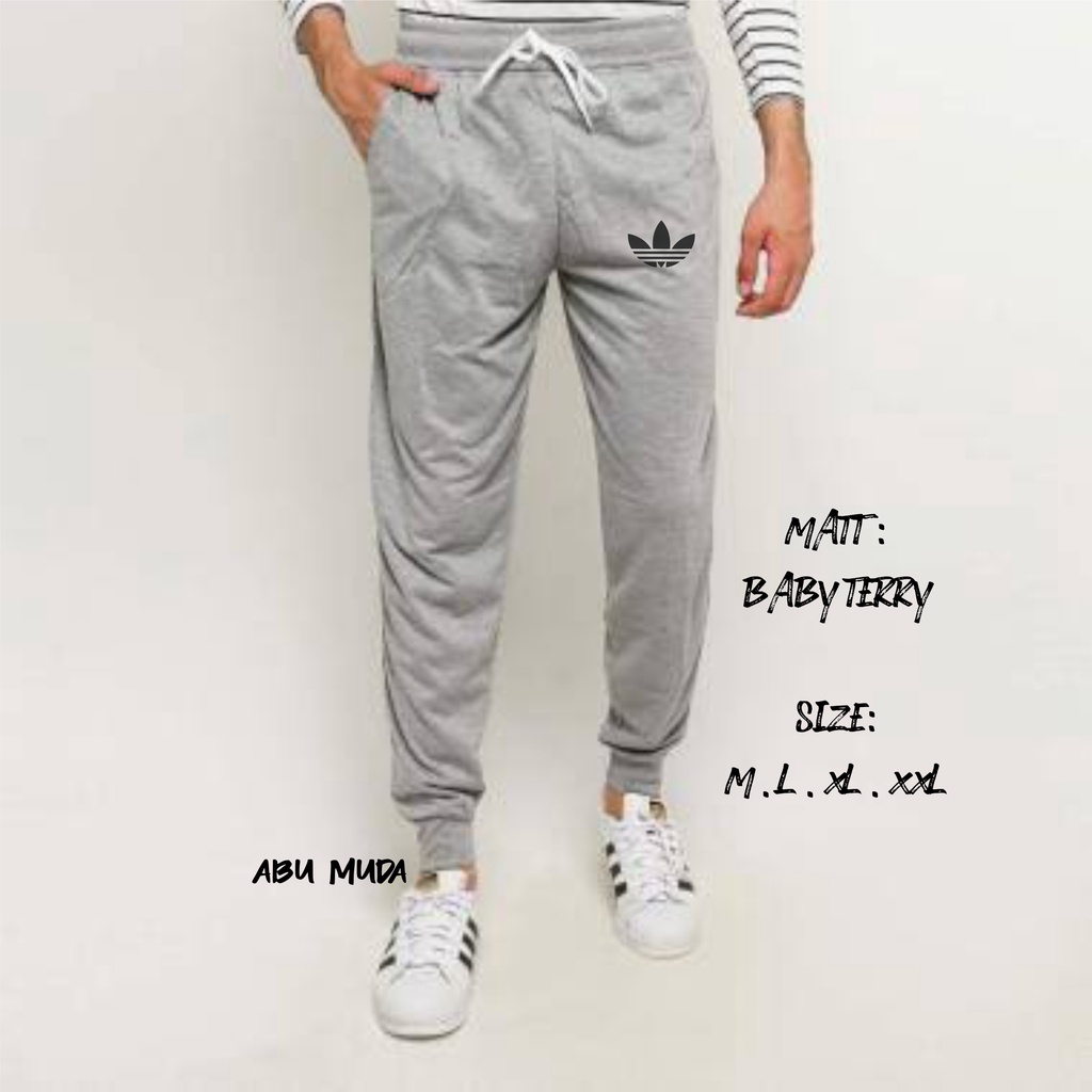 CELANA JOGGER PANJANG BORDIR SWEATPANTS TRAINING DEWASA PRIA WANITA JUMBO SIZE M-XXL JOGER OLAHRAGA GYM BAHAN BABY TERRY