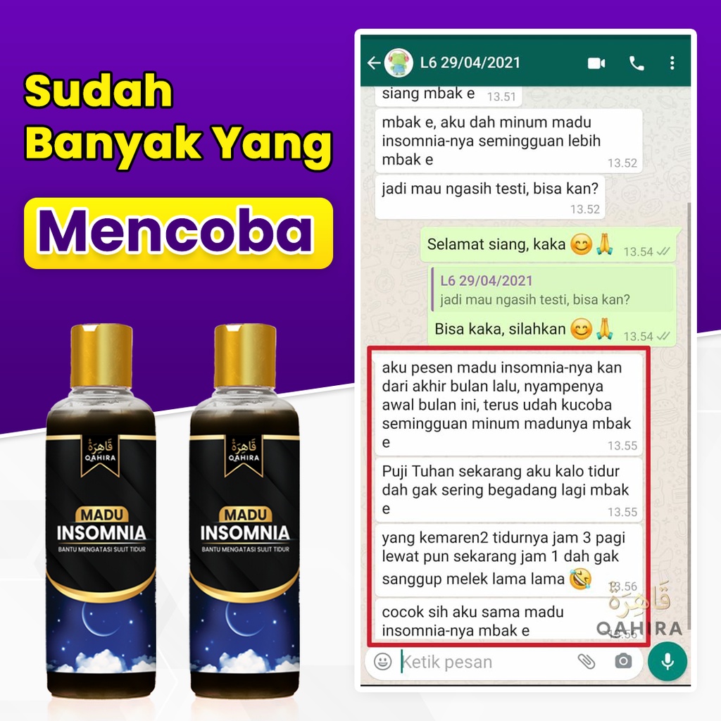 Madu Insomnia Qahira Madu Membantu Tidur Tenang Madu Susah Tidur Obat Tidur Herbal Original