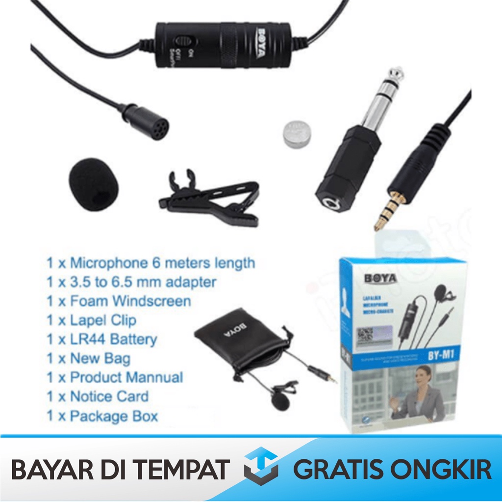 MIKROFON BOYA CLIP ON BOYA BY-M1 LAVALIER WITH 3.5MM AUDIO JACK MURAH