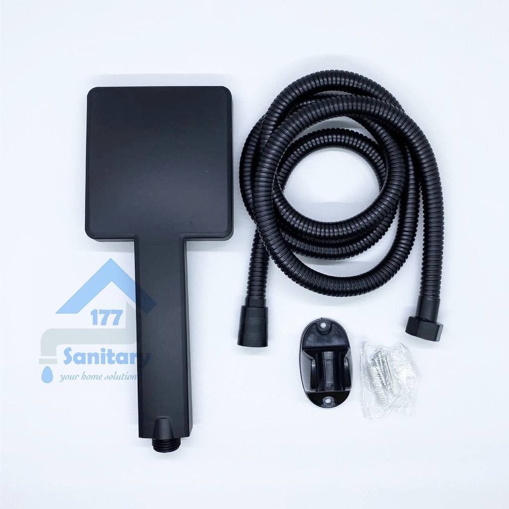 Hand shower mandi persegi kotak jumbo hitam 21002BL-semprotan air hand shower black minimalis segiempat gede