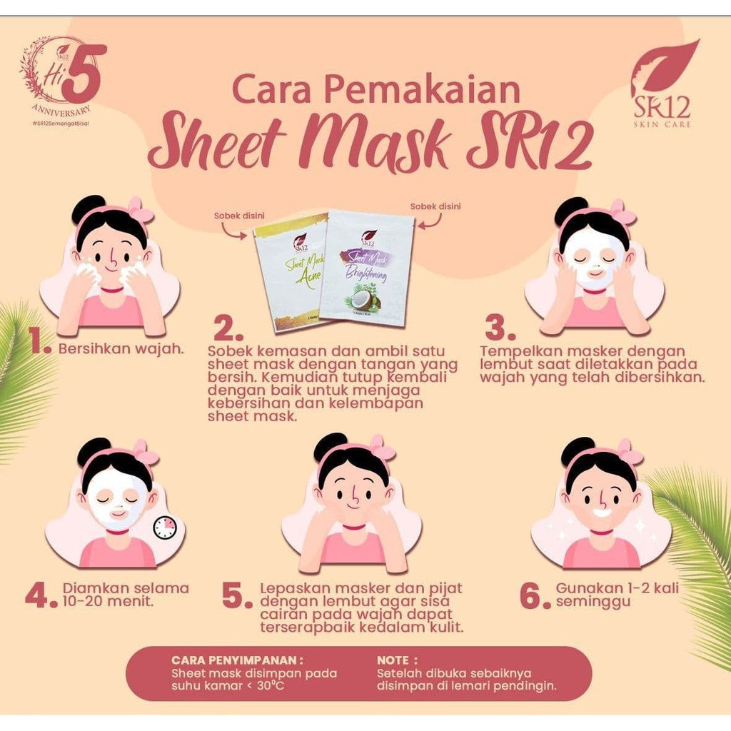 SR12 SHEET MASK BRIGHTENING Mencerahkan Kulit Wajah SR12 SHEET MASK ACNE Merawat Kulit Berjerawat