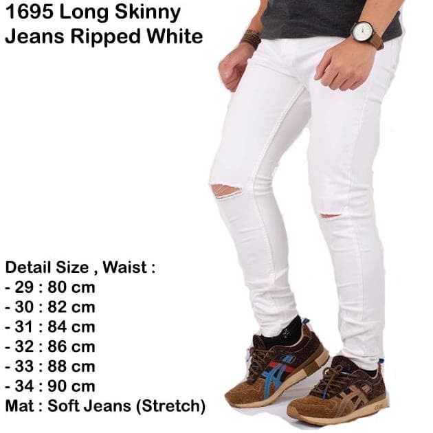 [SALE] Pants Pria Celana Ripped Jeans Pria Panjang Broken White / Long Skinny DE7040GG