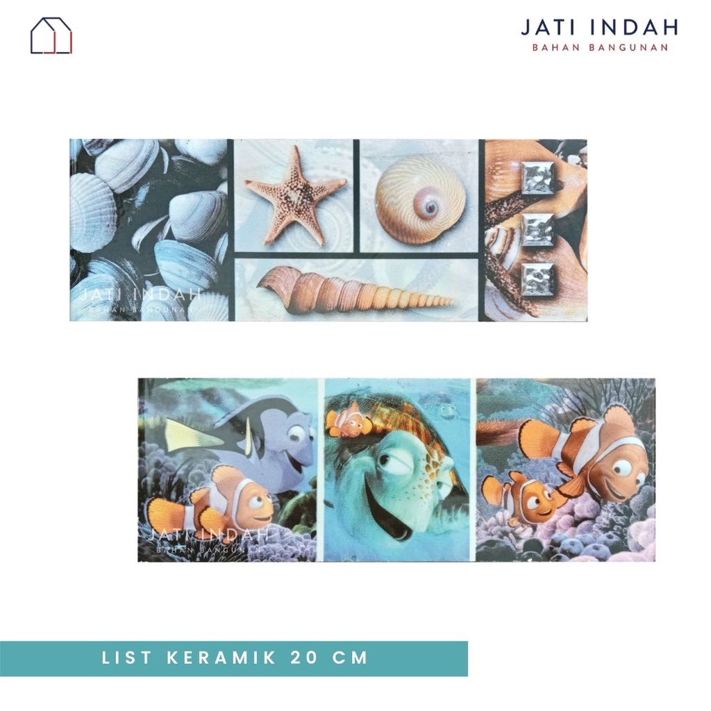 List Keramik Kamar Mandi 20 cm Motif Ikan Nemo / Starfish / Laut | Lis Listello