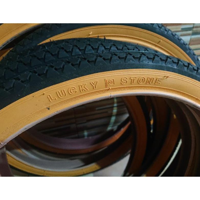 Ban Luar Sepeda 20 X 1.75 20 X 175 Lucky Stone Hitam List Kuning