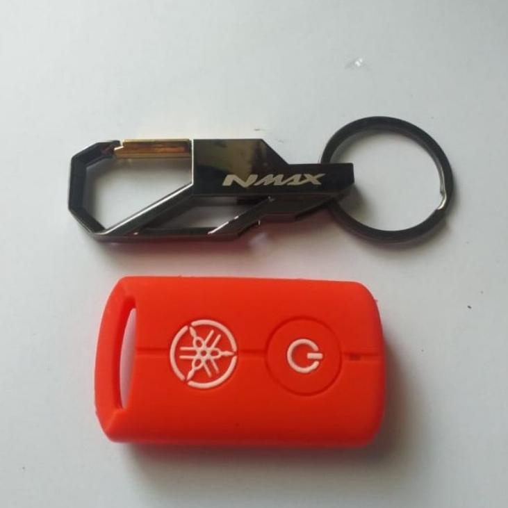 ホン Paket Gantungan kunci logo Nmax plus cover silicon remote smart key-Hitam Kekinian