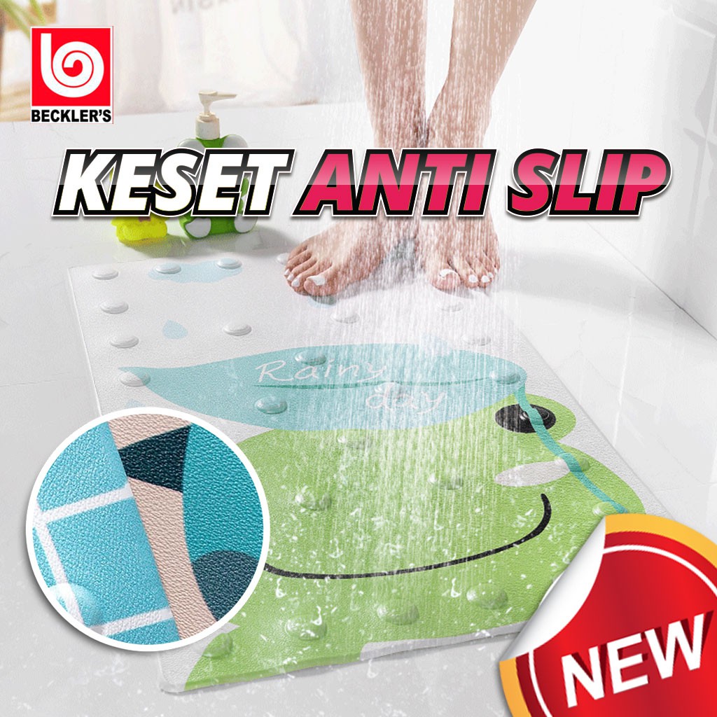 Keset Kamar Mandi bahan kulit PU Gambar Kartun dan rumput Anti Slip.HIGH QUALITY IMPORT