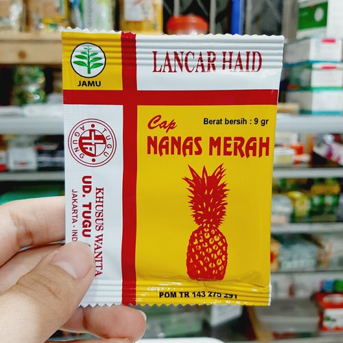 Obat peluntur haid nifas jamu cap nanas merah pelancar telat datang bulan pil herbal ampuh lancar me