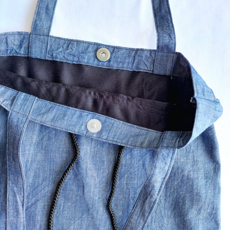 Totebag Serut Blue Denim Tas Kuliah Bahan Jeans