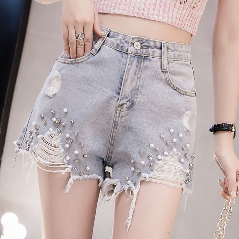  Celana  Pendek  Denim Wanita  Model High Waist Slim Versi 