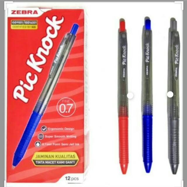 

Pulpen zebra pic knock 0.7mm pena pen alat tulis isi 12pcs