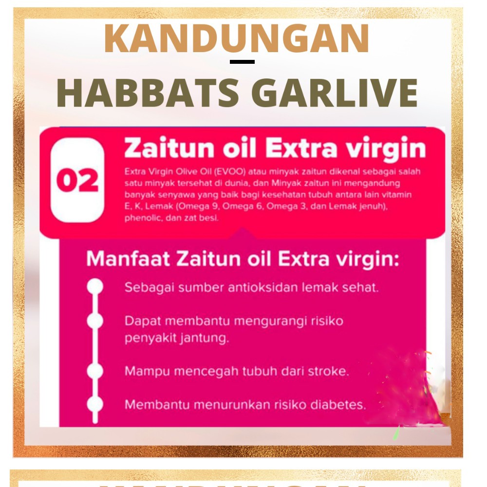 Habbats Garlive Habbat Habat Original 200 Kapsul Obat Herbal Diabet, Darah Tinggi, Kolesterol