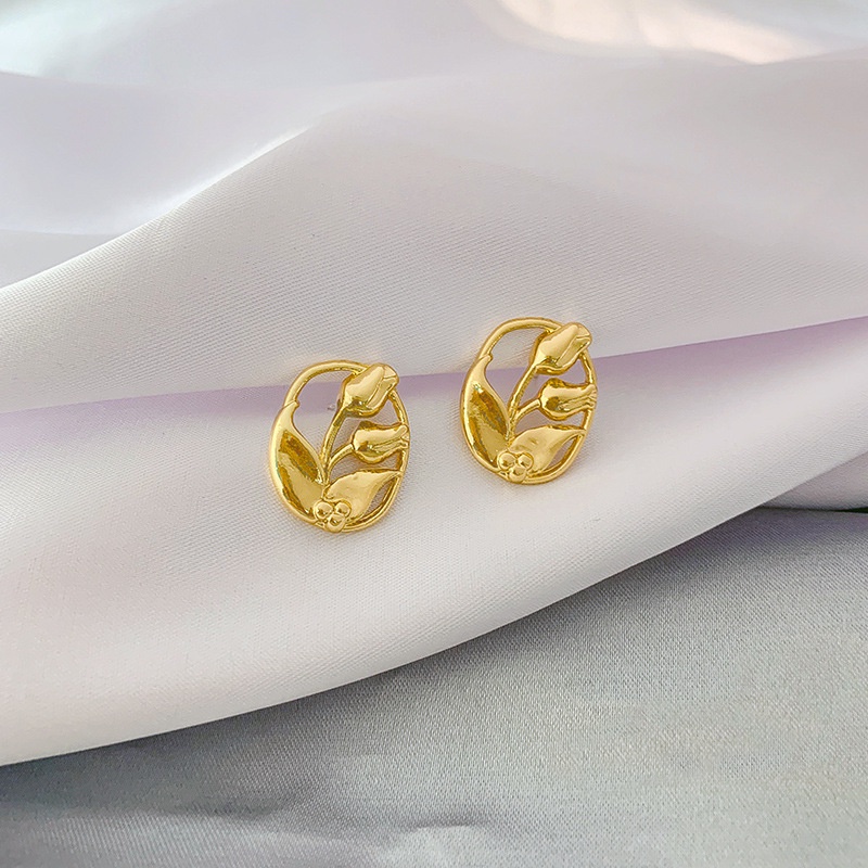 Gaya Korea 925 perak pin anting-anting wanita logam mawar stud anting-anting desain pribadi sederhan