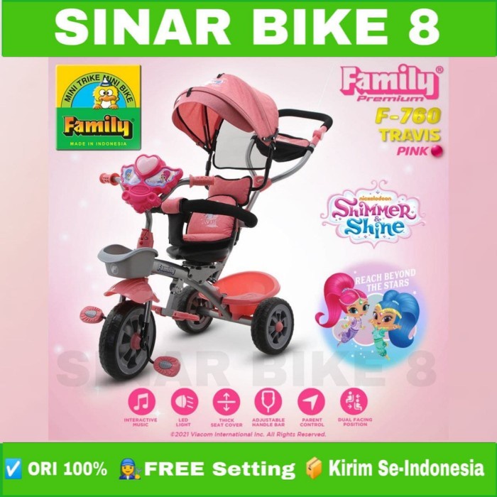 Sepeda Anak Roda Tiga FAMILY TRAVIS F 760 Tricycle Anak Musik Kursi Bisa di Putar