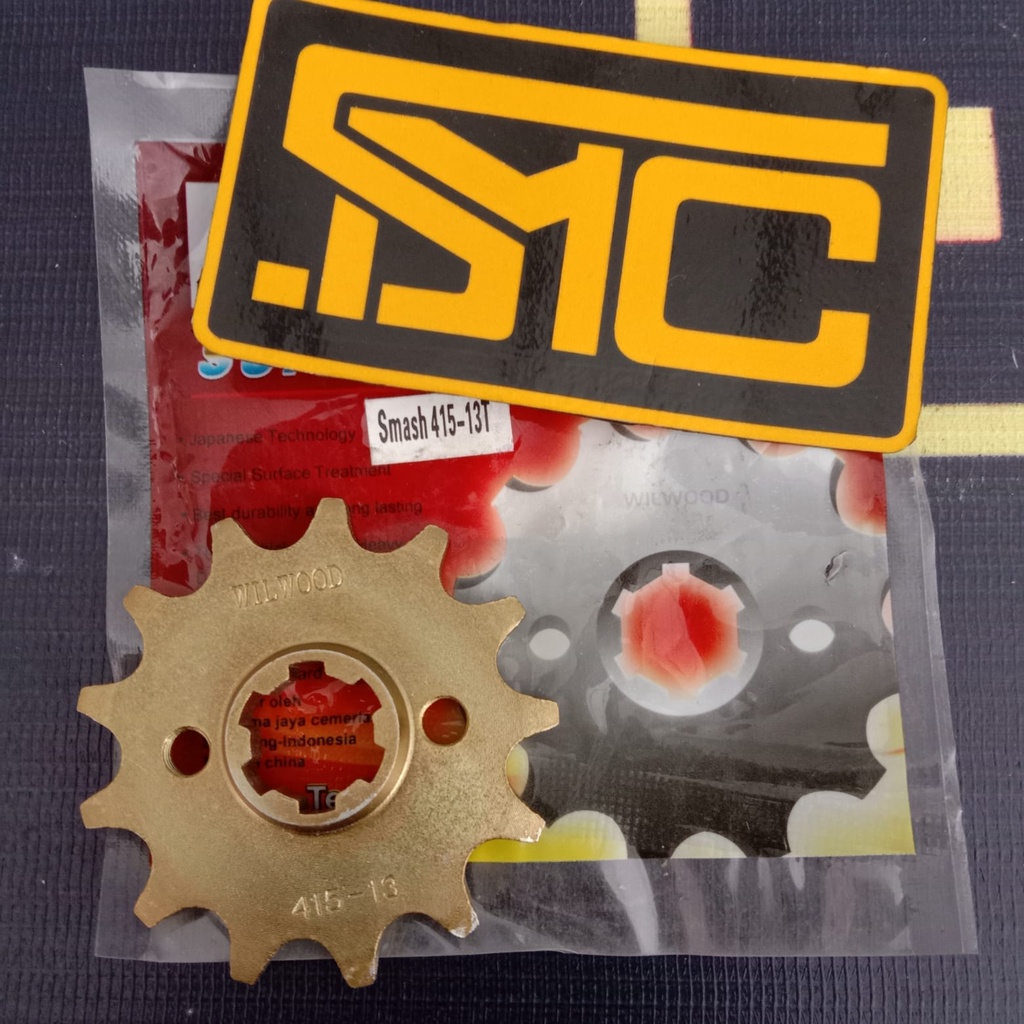 Gear Gir Depan Gigi / Front Sprocket Suzuki Smash / Shogun / Satria 2T 415 - 13T Wilwood Baja Gold