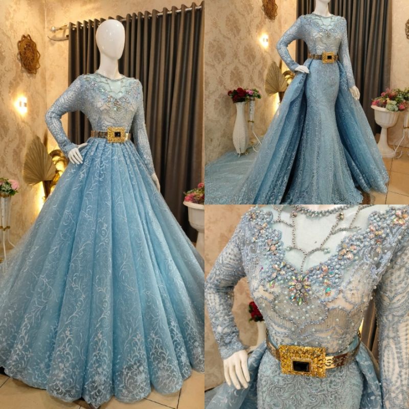 TERBARU GAUN CRONOLIN PENGANTEN 2 IN 1  /BAJU PENGANTIN MODEL TERBARU/GAUN SLIM DRESS/GAUN MODREN /GAUN PENGANTIN BEREKOR/WEDDING DRESS