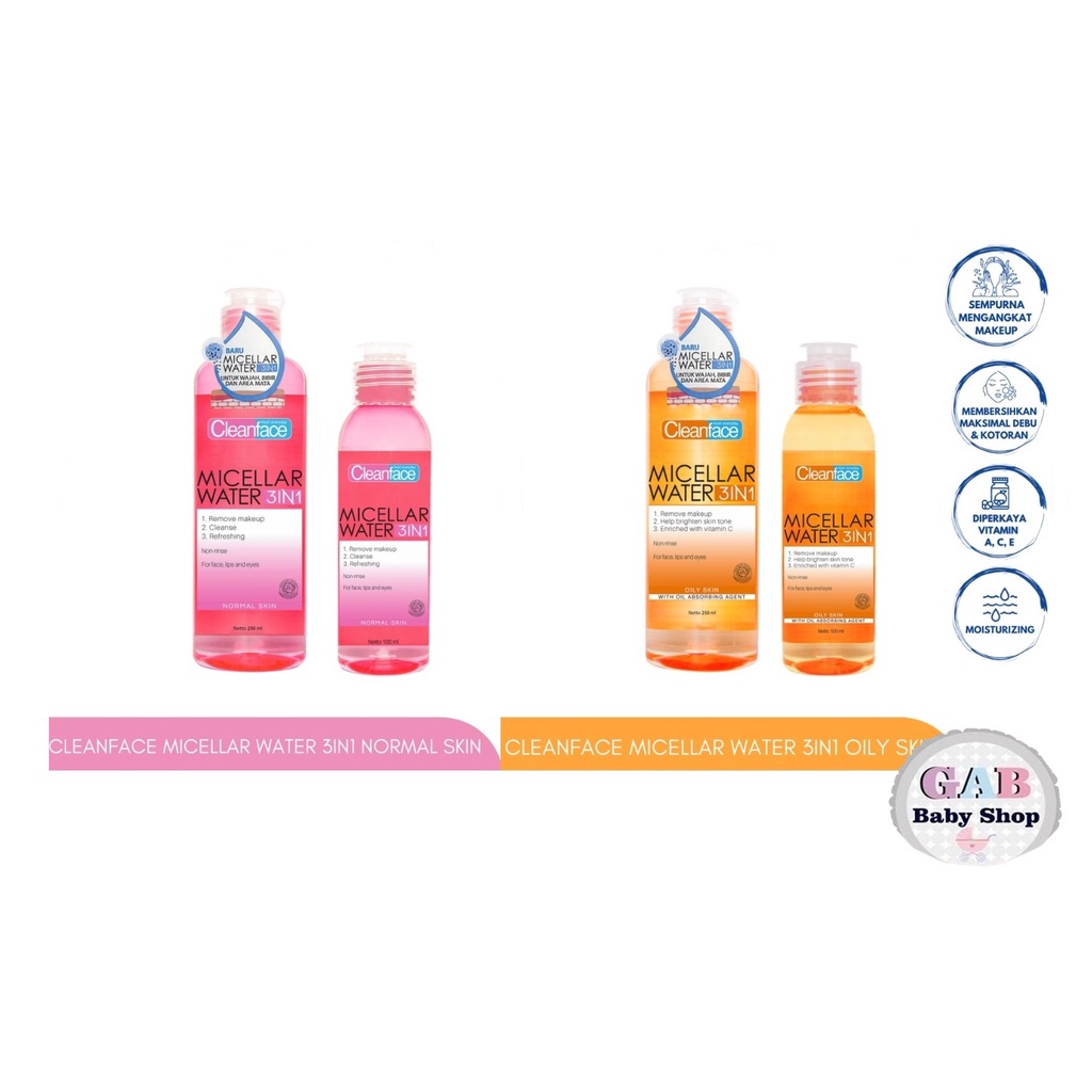 Clean face Micellar Water 3in1 For Oily Skin Cleanface | Normal Skin Purbasari