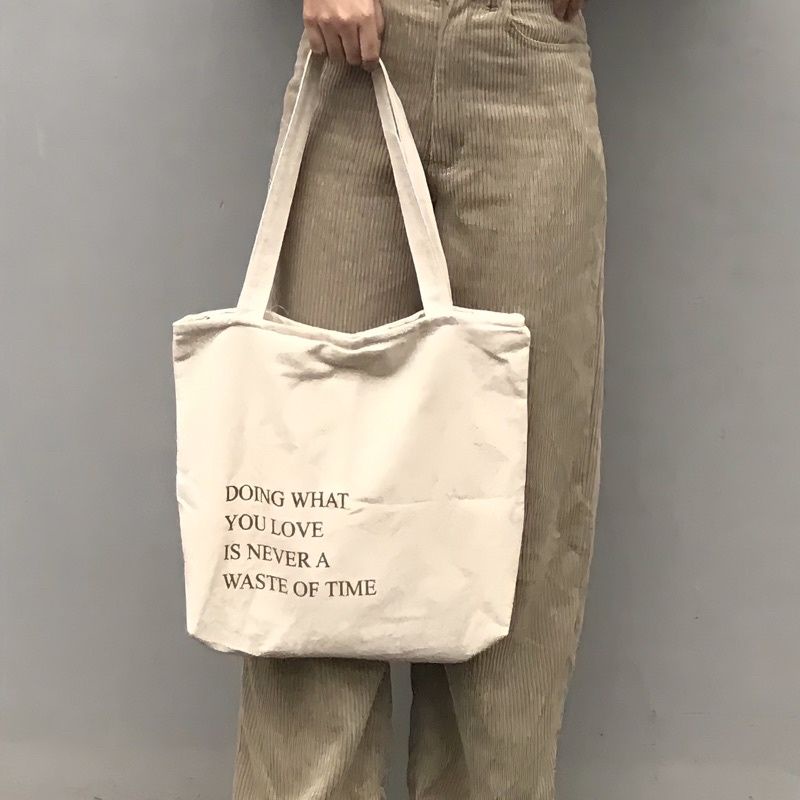 TOTEBAG KANVAS HEY THERE &amp; DOING WHAT YOU LOVE (crbn_cloth)