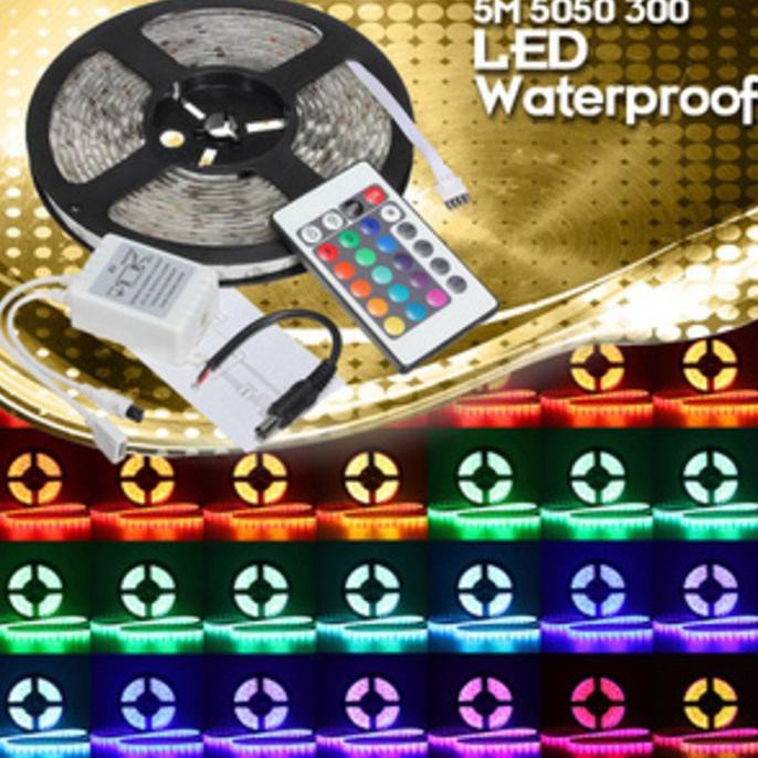 New Led Strip Flexible 5050 Rgb Waterproof 1 Roll 300 Led + Remote Control Murah