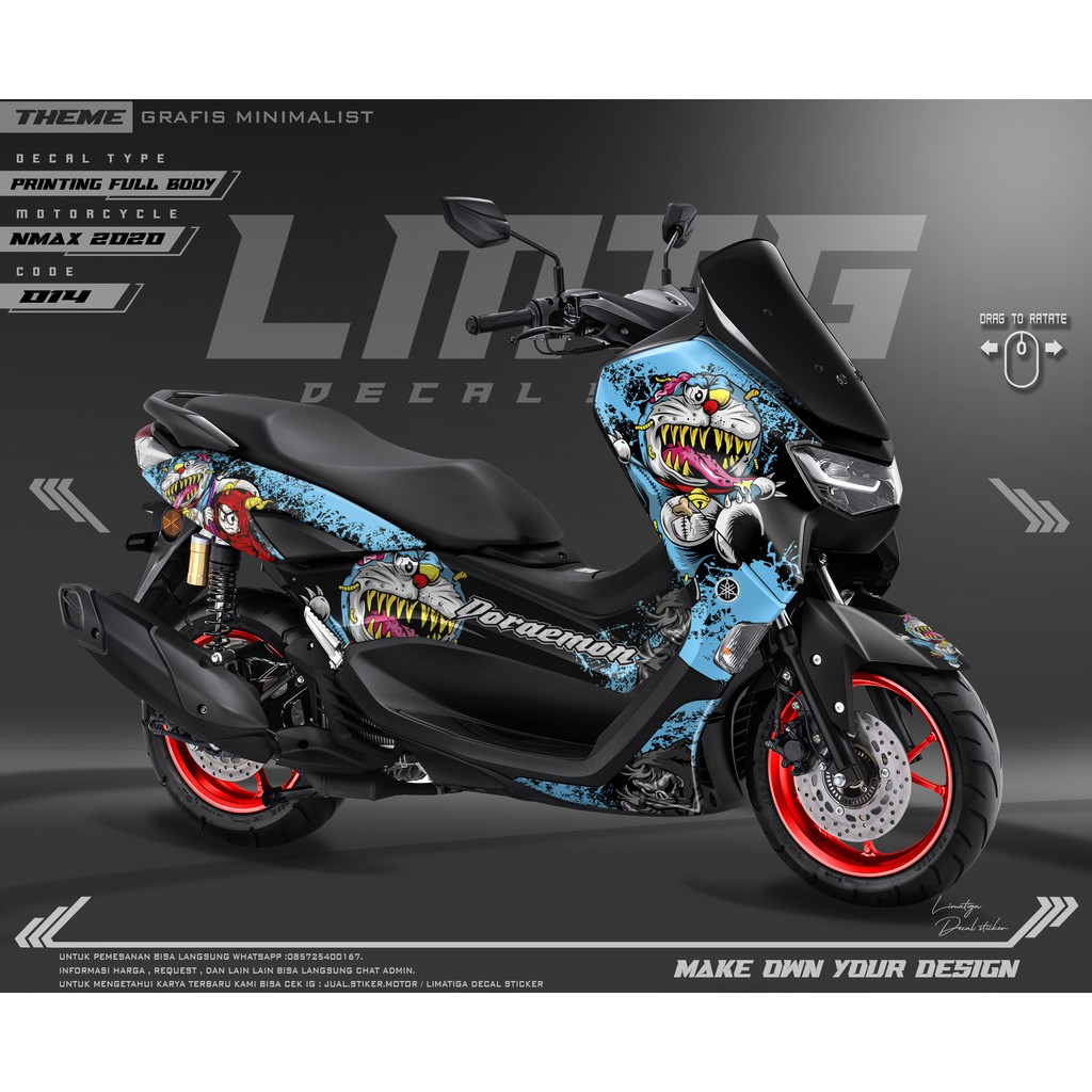Decal Stiker Nmax new Dekal stikcer nmax 2020 Full Body - kode 14 DORAEMON ZOMBIE