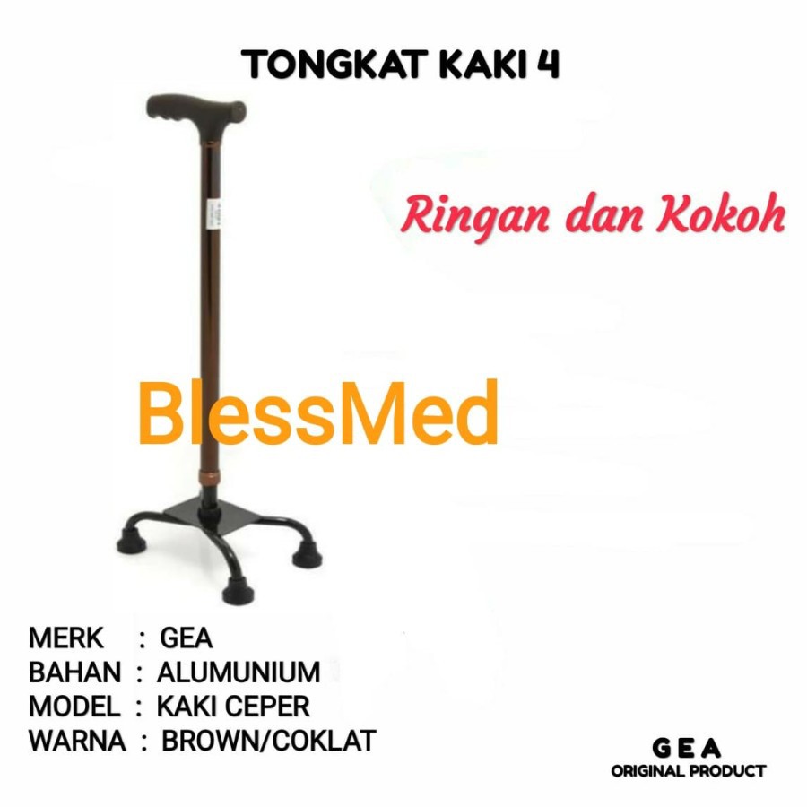 Tongkat Bantu Jalan Lansia Manula/Orang Tua kaki 4 GEA