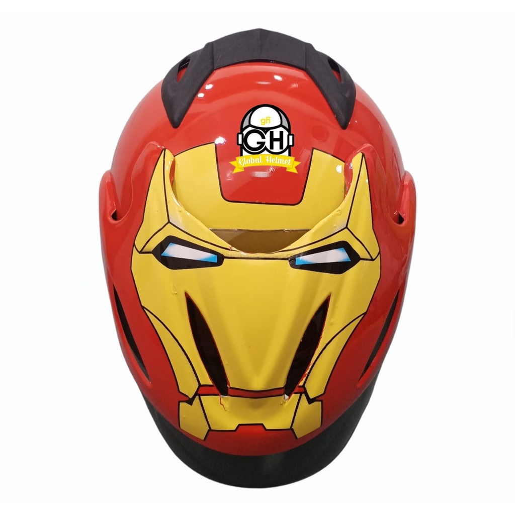 HELM HALF FACE MOTIF IRON MAN HALF FACE MURAH SNI SATU KACA