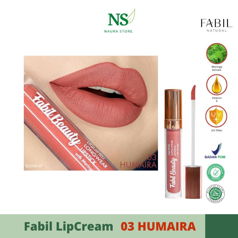 03 HUMAIRA Fabil Lipcream 3 in1 lipstik warna merah bata melembabkan menutrisi dan melindungi bibir 