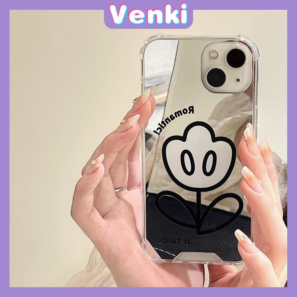 iPhone Case Acrylic Luxury Makeup Mirror Airbag Shockproof Protection Camera Flowers Simple Cute Compatible For iPhone 11 iPhone 13 Pro Max iPhone 12 Pro Max iPhone 7Plus iPhone xr