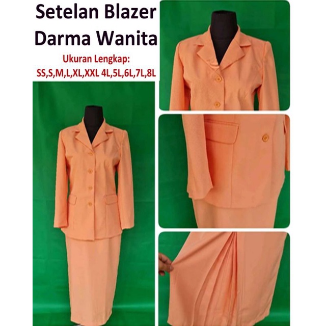 Stelan Blazer PNS Baju Seragam Dharma Wanita Size Xs-5L