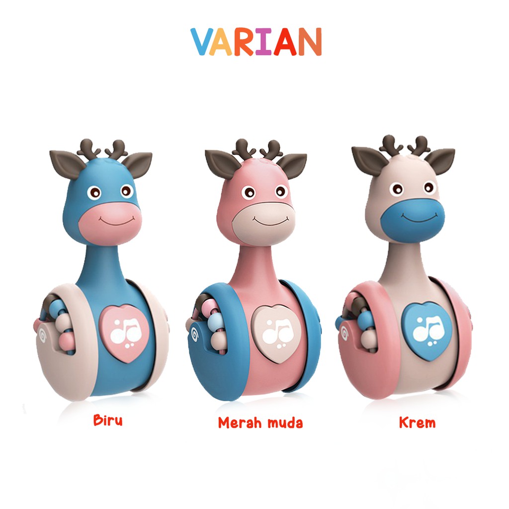 Mainan Bayi Tumbler Roda Rattle Roly Poly Karakter Rusa KIDS LAND-3