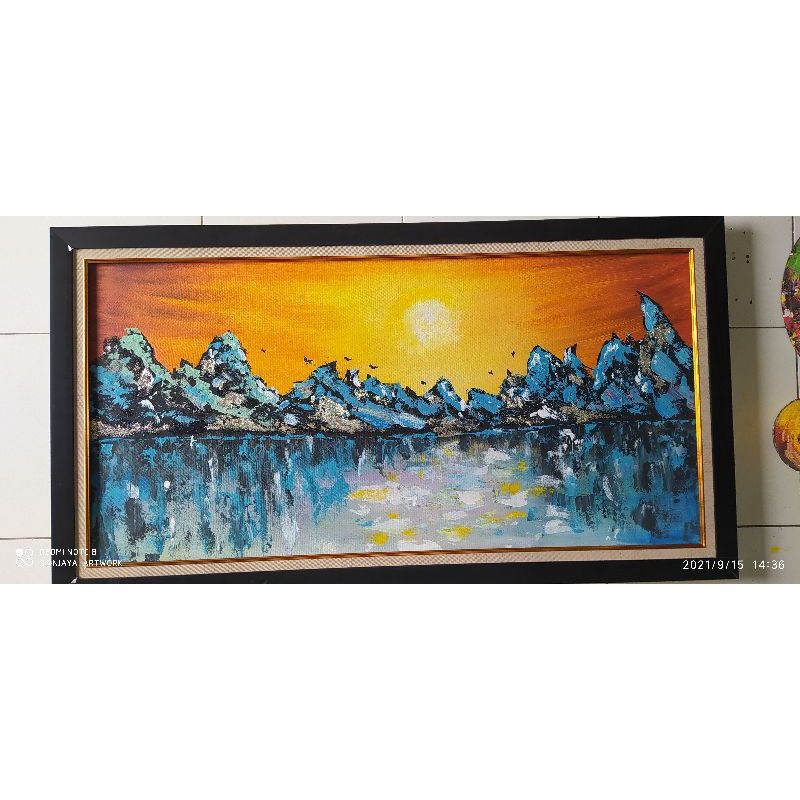 Lukisan Abstrak asli buatan tangan ukuran jumbo sudah tinggal gantung