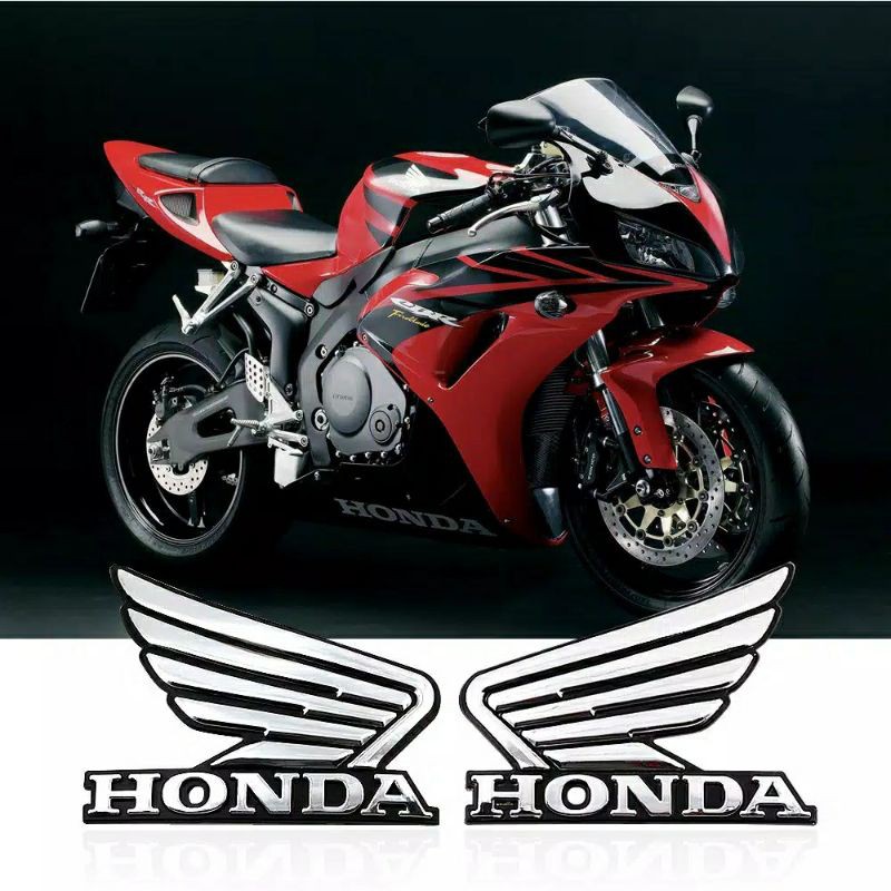 emblem 3D honda wings wing sayap honda 2 pcs kiri kanan alumunium