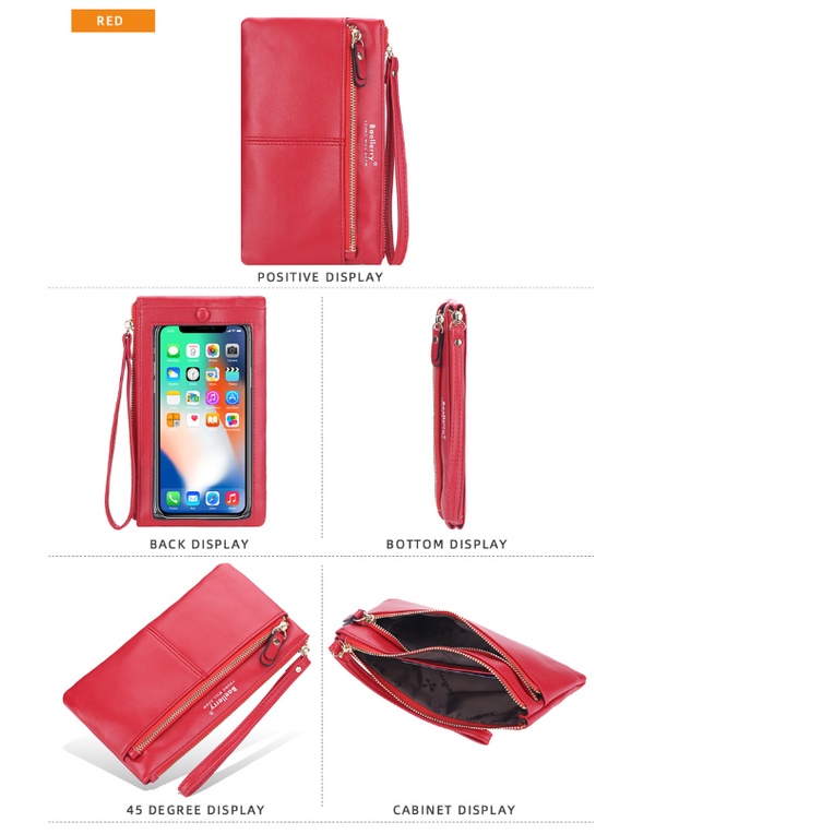 BAELLERRY Dompet Wanita Panjang Clutch Dompet Handphone Kulit PU BLY52