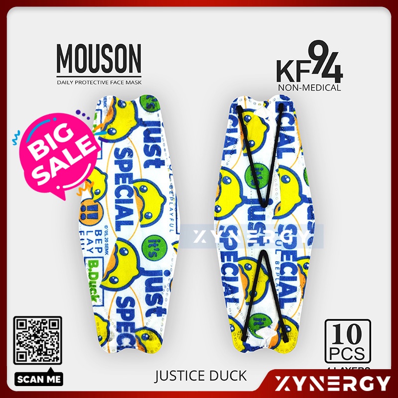 Masker Mouson KF94 Motif Justice Duck 4 ply isi 10 Masker Non Medis Sekali Pakai