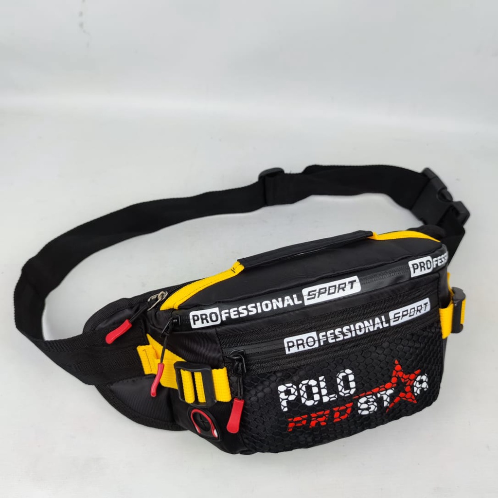 Tas Pria Waistbag Waterproof Original Polo Prostar Bahan Nilon Parasut Tas Pinggang &amp; Tas Selempang Bahu