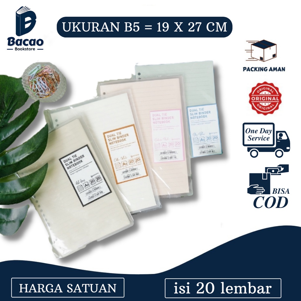

Panmomo Dual Tie Slim Binder Notebook B5 - Merek Panmomo Notebook Binder B5