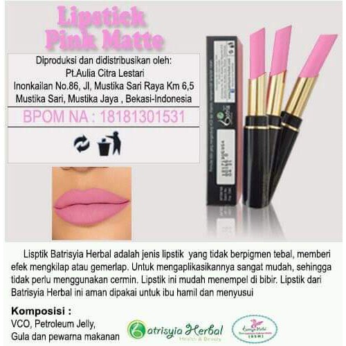 Lipstick Batrisyia Matte Pink / Lipstik Premium Batris