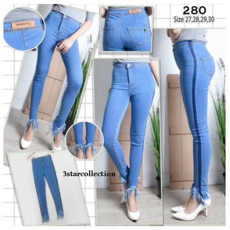 Jeans Wanita Highwaist MVL-280 / Jeans Wanita Import / Celana Jeans cewek Highwaist kancing 1
