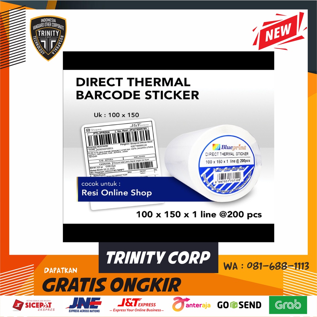 Thermal Label 100 x 150 Direct Thermal x1 isi 500